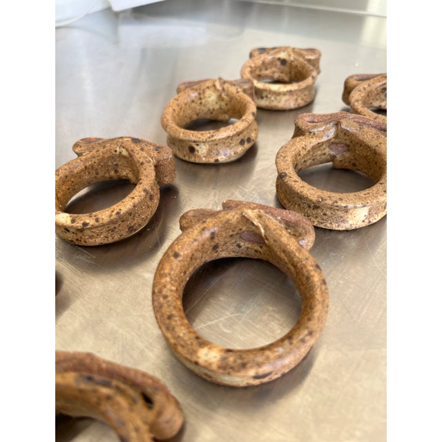 Late 20th Century Vintage Studio Art Pottery Napkins Rings- Set of 8 For Sale - Image 11 of 11