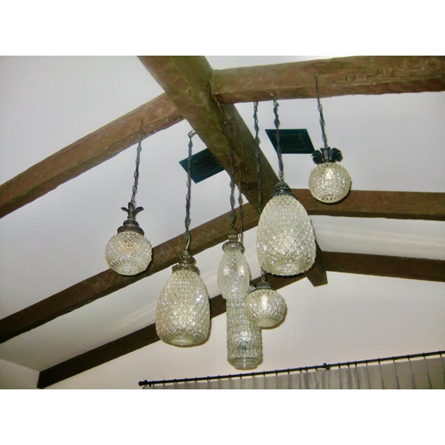 1960s Vintage Original Italian Murano Glass Pendants Lanterns - Set of 7 For Sale - Image 5 of 5