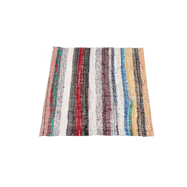 Mid-Century Modern Striped Vintage Mini Kilim Rug - 2`6″ X 2`9″ For Sale - Image 3 of 3