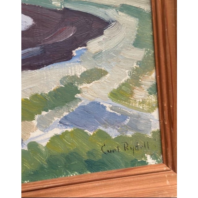Curt Rydell, Coastal Landscape, 1950s, Oil Painting on Panel, Framed For Sale - Image 6 of 18