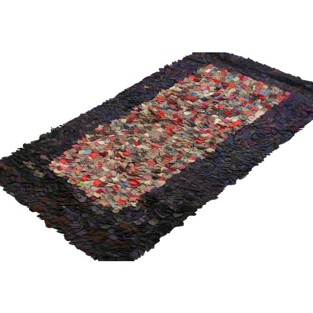 Rug & Kilim Antique Hooked Rug With Abstract Polychromatic Patterns | Rug & Kilim For Sale - Image 4 of 7