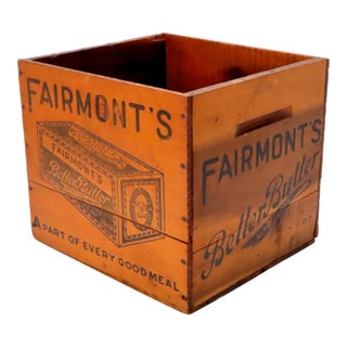 Antique American Wood Fairmonts Better Butter Shipping Crate With Nice Graphics For Sale