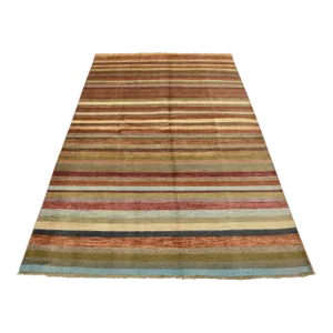 Gabbeh Rug 5'7'' X 8'2'' Multicolor Wool Striped Hand-Knotted Carpet