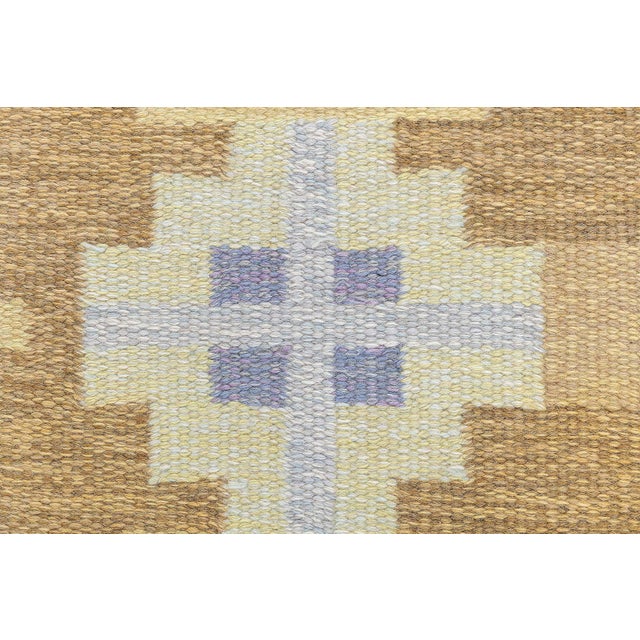 Textile Doris Leslie Blau Midcentury Swedish Yellow Flat-Weave Rug by Ingegerd Silow For Sale - Image 7 of 10
