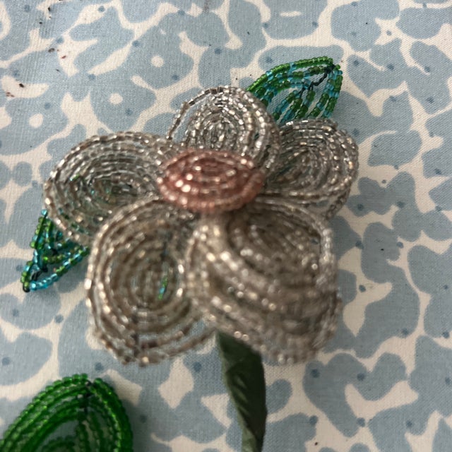 Vintage French Hand Beaded Flowers For Sale In New York - Image 6 of 9