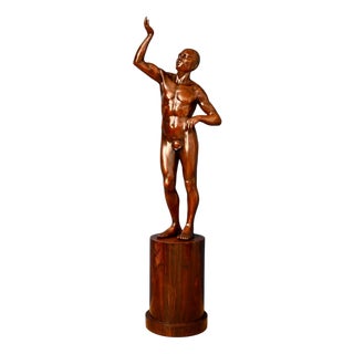 Italian Artist, Very Large Nude Sculpture of a Young Man, 1920s-1940s, Wood For Sale