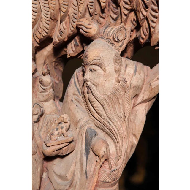 Antique Qing Dynasty Hand-Carved Wood Temple Corbels, 19th Century - a Pair For Sale - Image 9 of 11