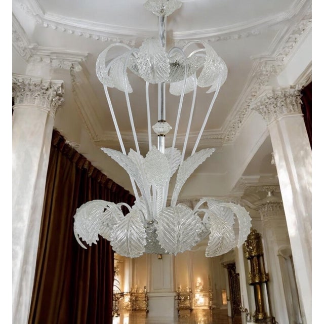 Amazing hand blown ninfea murano glass chandelier on two levels by ercole barovier. Timeless elegance for your interior....