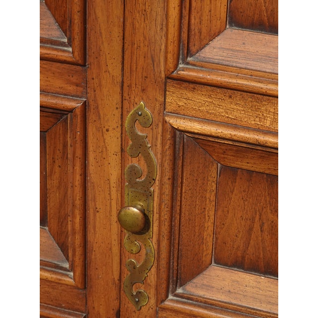 Brown Vintage French Country Brown Side Table Cabinet W Two Doors For Sale - Image 8 of 14