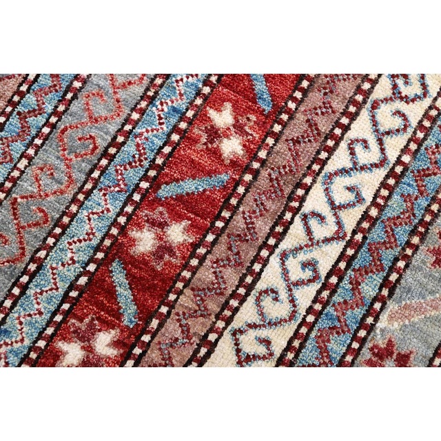 2'11" X 4'10" Small Hand Knotted Geometric Persian Afshari Design Rug (3' X 5') For Sale - Image 9 of 11