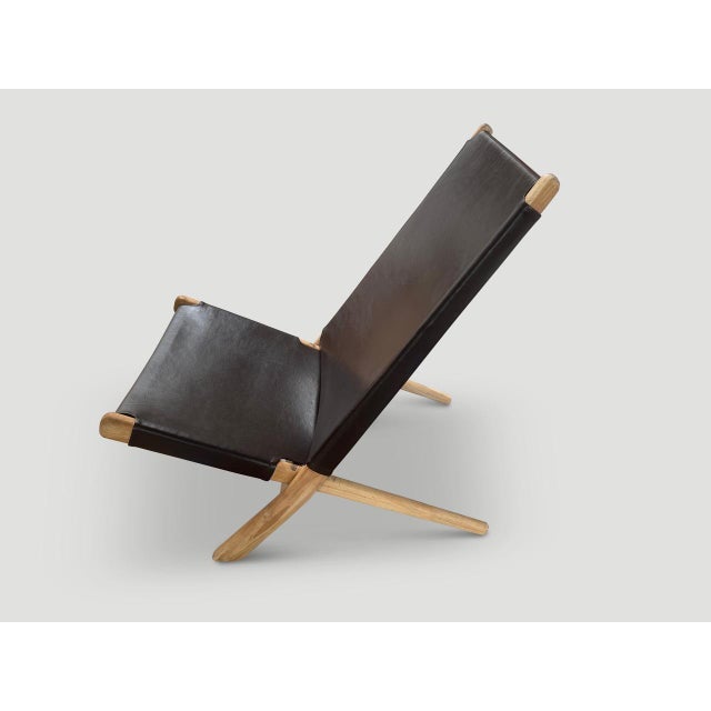 Andrianna Shamaris Minimalist Folding Leather Chair For Sale - Image 13 of 18