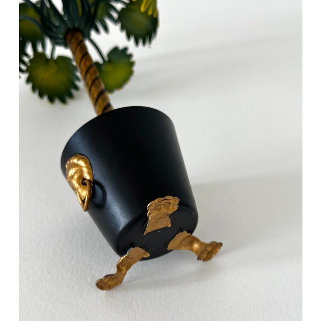 Green 1980s Miniature Petit Choses Decorative Tole Potted Palm Tree in Urn With Lions Heads For Sale - Image 8 of 10