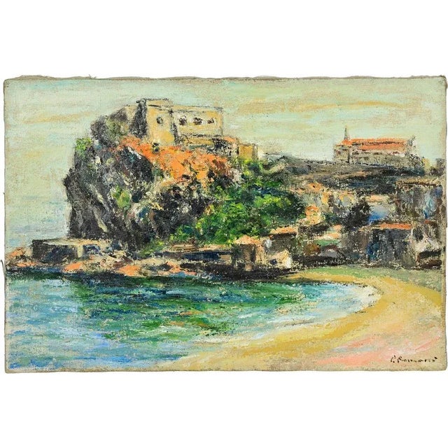 Pino Romanò, View of Scilla, Oil Painting, 1990s For Sale - Image 4 of 4