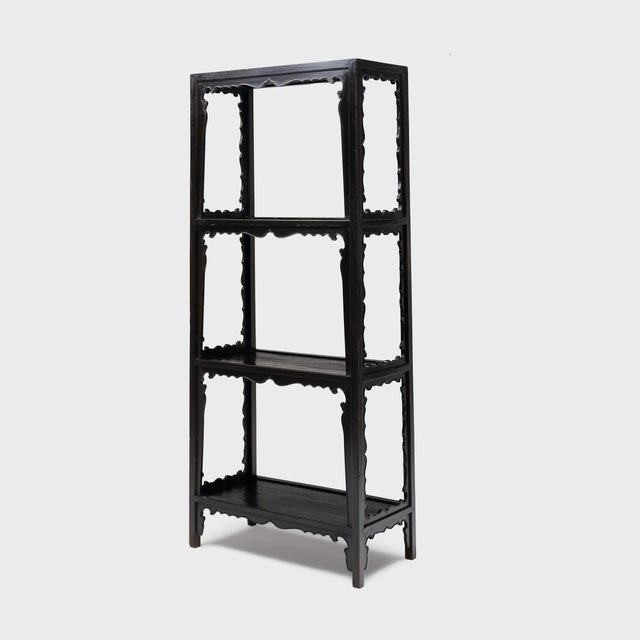 Chinese Pair of Antique Chinese Cartouche Collector's Shelves, 19th Century For Sale - Image 3 of 6