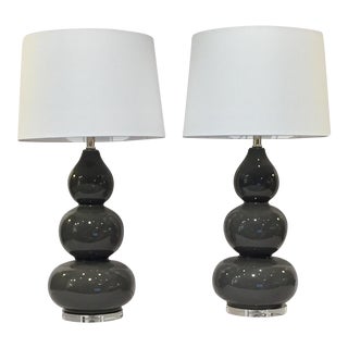 Gray Gourd Lamps - A Pair from Kenneth Ludwig Chicago For Sale