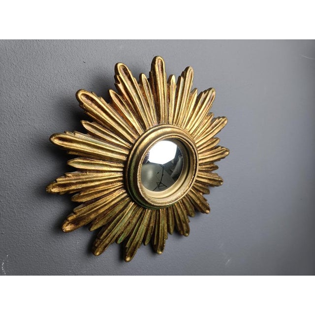 Traditional Vintage Golden Sunburst Mirror, 1960s For Sale - Image 3 of 10