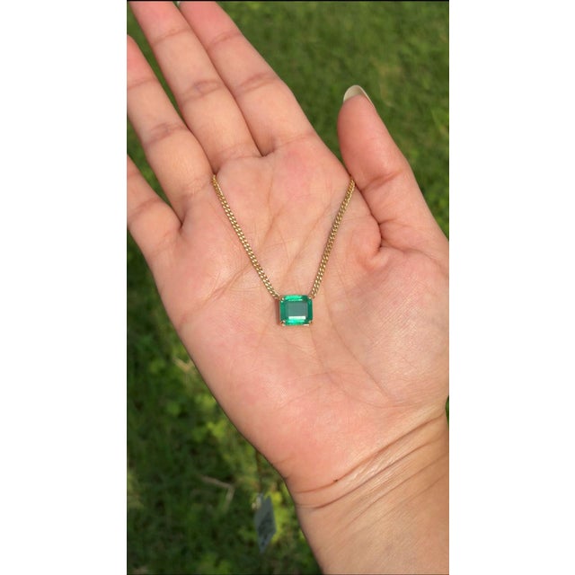 This solitaire pendant necklace features a 3.27 carat set in 14k yellow gold. with an estimated stone size of 8.9 x 9.8...