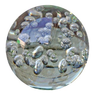 Italian Mid-Century Crystal Sphere With Bubbles For Sale