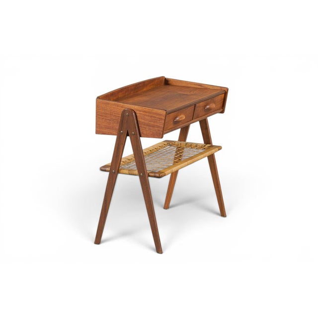 Mid-Century Modern Mid 20th Century Søren Rasmussen Double Hallway Chest in Teak + Cane For Sale - Image 3 of 7