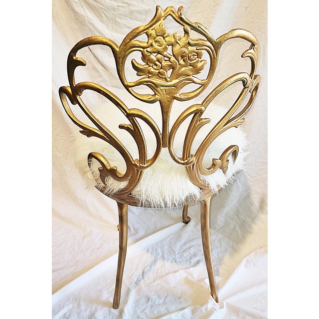 Metal 1950s Gilt Metal Vanity Chair For Sale - Image 7 of 7