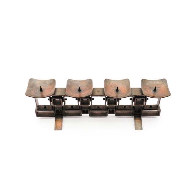 Space Age Geometric Copper Candleholder, Scandinavia, 1960s For Sale - Image 6 of 8