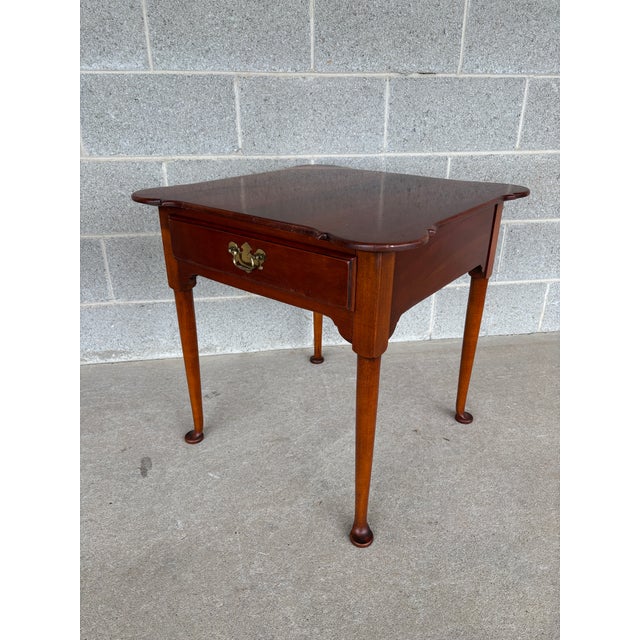 Traditional Vintage Porringer Top Cherry Side Tables - A Pair For Sale - Image 3 of 11