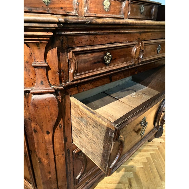 Rome-Vatican Baroque Walnut Chest of Drawers with Bronze Handles, 1600s For Sale - Image 4 of 15