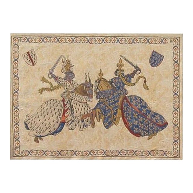 Jousting Dukes Loom Woven Tapestry - 60 X 86 Cm (1′12" × 2′10") - Requires Rod Size 2 For Sale