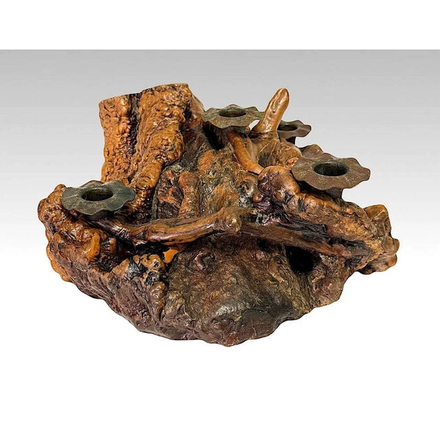 Wood Large Burl Wood Candelabra Table Centerpiece / Candle Holder For Sale - Image 7 of 9