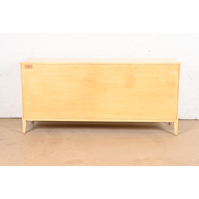 Kindel Furniture French Regency Louis XVI Cream Lacquered Parcel Gilt Dresser For Sale - Image 10 of 11