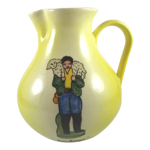 Mid 20th Century Signed Theo Sicard Ceramic Milk Pitcher Lou Bergie Le Berger Shepard French Folklore