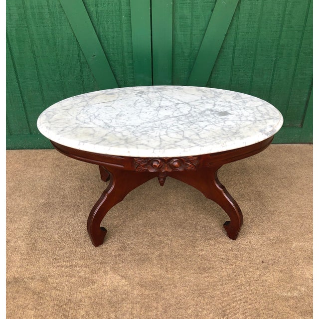 Italian Oval Marble Top Mahogany Coffee Table Chairish