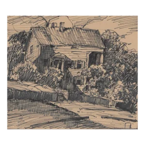 1950s Norman Kent Greek Revival House Drawing