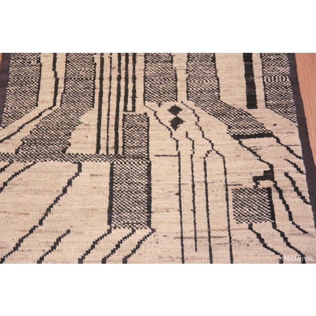 Tribal Tribal Primitive Cream and Charcoal Color Modern Hallway Runner Rug For Sale - Image 3 of 7
