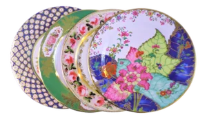 Enamaled Tin English Plates - Set of 4