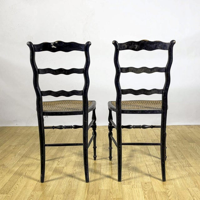 Rustic Ladder-Back Chairs, Set of 2 For Sale - Image 3 of 9