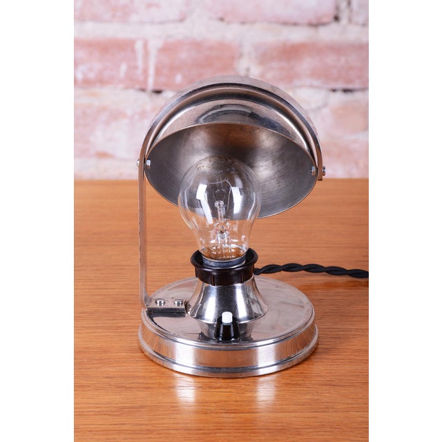 Czech Bauhaus Table Lamp in Chrome-Plated Steel, 1930s For Sale - Image 4 of 11