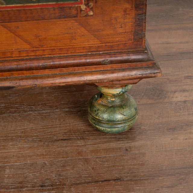 Original Painted Flat Top Trunk With Flowers, Austria Dated 1804 For Sale - Image 10 of 11