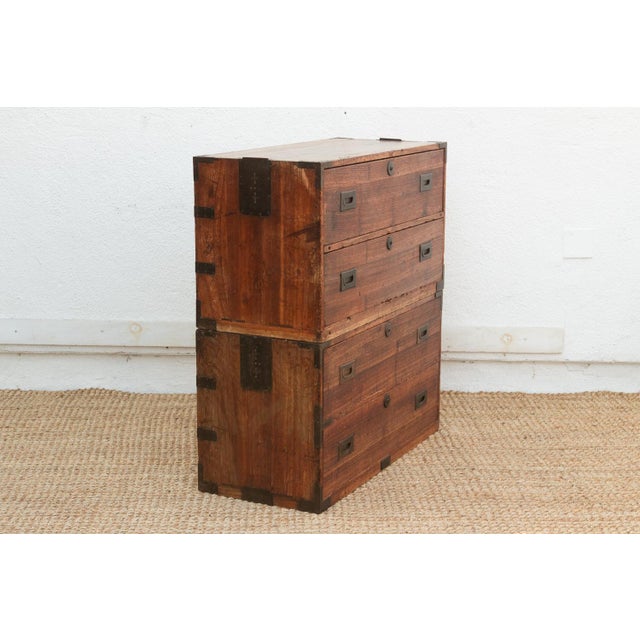 Brown Antique Japanese Stacking Tansu Chest For Sale - Image 8 of 13
