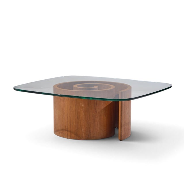 Vladimir Kagan Mid Century Walnut Snail Coffee Table For Sale In Chicago - Image 6 of 9