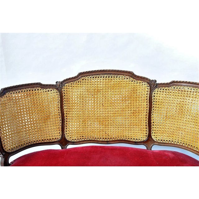 Wood Louis XV Style Mahogany and Cane Lounge Chair For Sale - Image 7 of 14