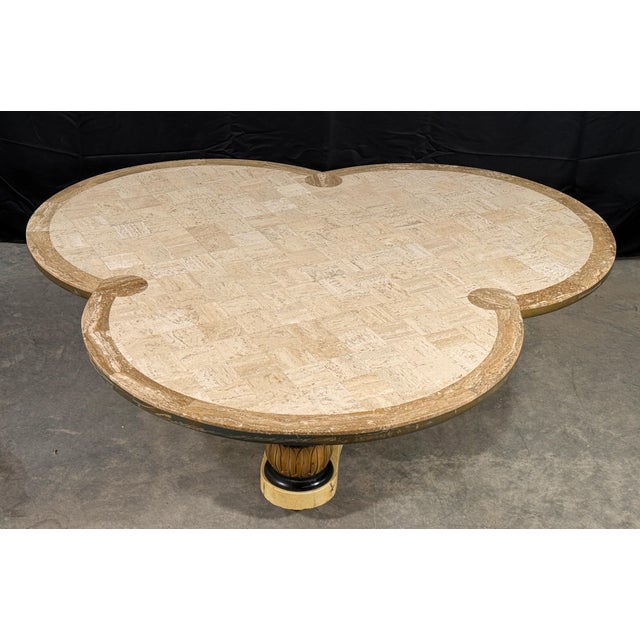 1970s Maurice Bailey for Monteverdi Young Tessellated Travertine Trefoil Coffee Table c.1970s For Sale - Image 5 of 14