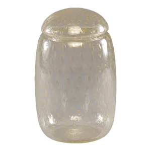Tall Murano Glass Lidded Vessel With Gold Inclusions
