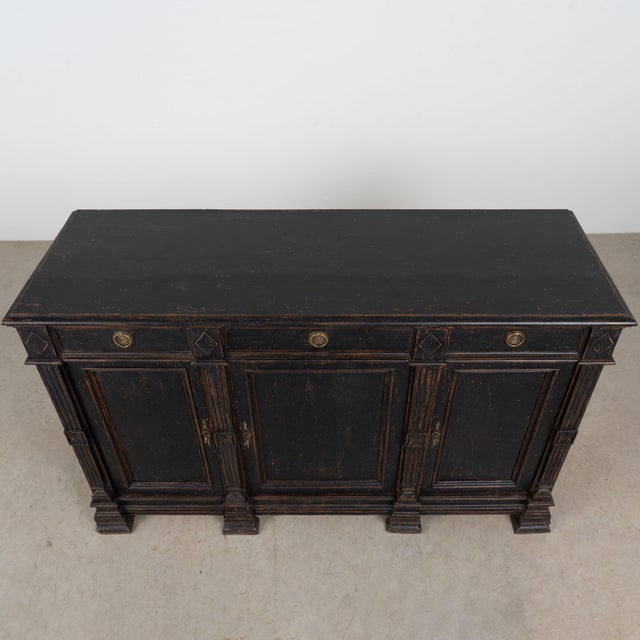 19th Century Swedish Black Painted Pine Sideboard Buffet For Sale - Image 4 of 18