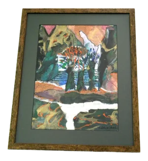 Abstract Landscape Painting Mixed Media Collage