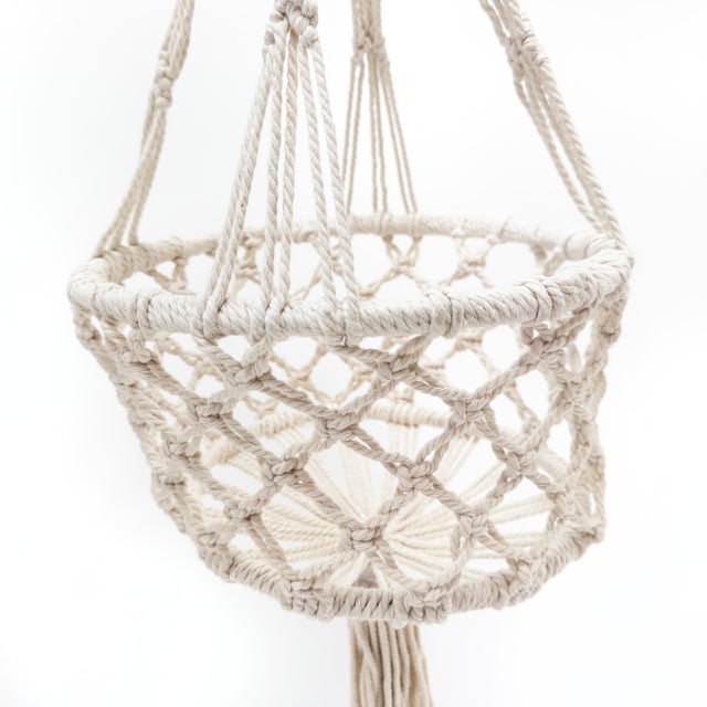 Mid-Century Modern Mid Century Long, Chic Macramé Plant Hanger For Sale - Image 3 of 3