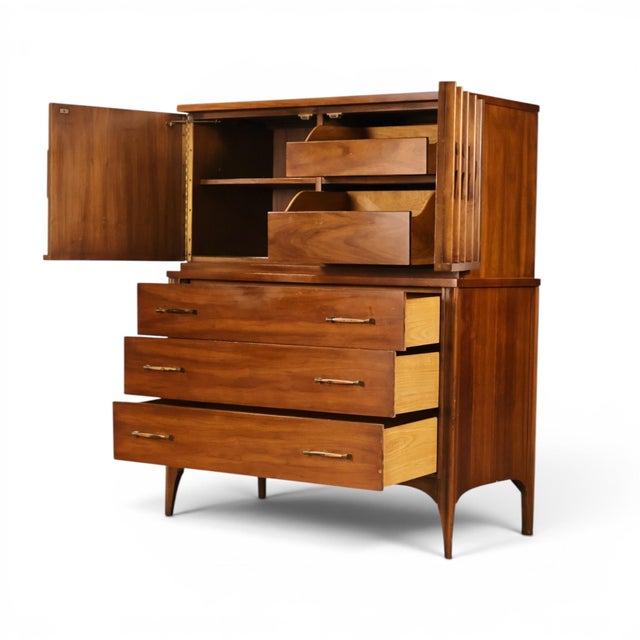Kent Coffey Perspecta Vintage Mid Century Modern Gentlemen's Highboy Dresser C. 1960s For Sale - Image 15 of 16