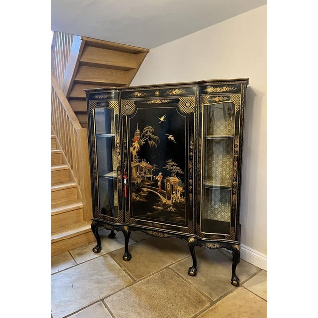 Large Antique Edwardian Chinoiserie Decorated Display Cabinet, 1900s For Sale - Image 6 of 14