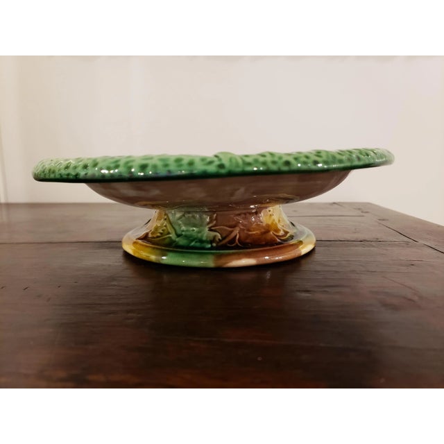 Beautiful Majolica compote marked with illegible numbers. It is a fine piece!