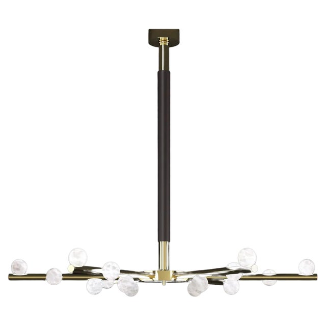 Demetra Shiny Gold Metal Chandelier by Alabastro Italiano For Sale